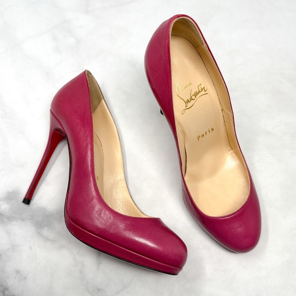 Christian Louboutin Filo 120 Kid Leather Platform Pumps Heels Magenta Pink 36 - Picture 1 of 15